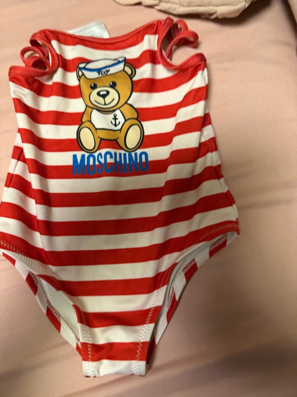 Moschino Red White Striped Teddy Sailor One-Piece